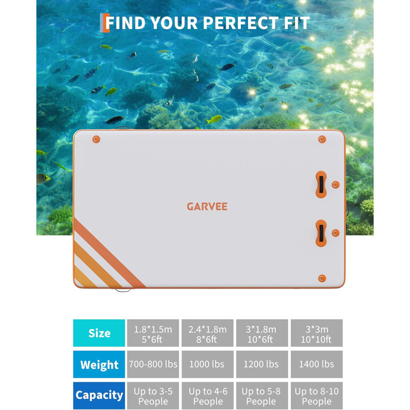 Inflatable Floating Dock Air Dock Platform Floating Island Raft with Rope Ladder Non-Slip Surface Swimming Water Platform for Pool Beach Ocean