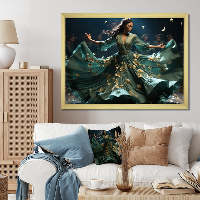 Elegant Rhythm Dancers II - imprimé, H 30 po x l 40 po x P 1,5 po, Encadrement doré