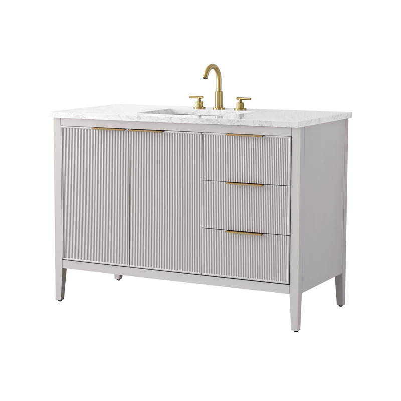 Emma 48" W Single Vanity, Taupe/Brushed Bronze