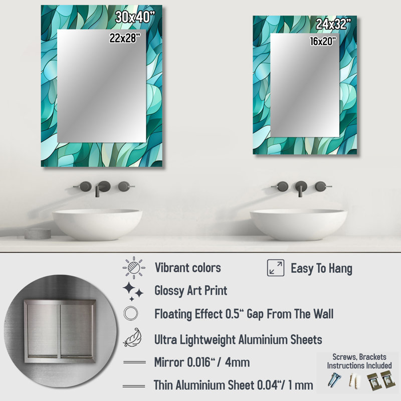 Fonio - Large Wall Mirror On Metal, 40 po x 30 po