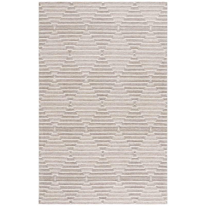 Dyce Ebony Hand Tufted Wool Cotton Geometric Rug in Beige/Ivory, Rectangle 6' x 9'