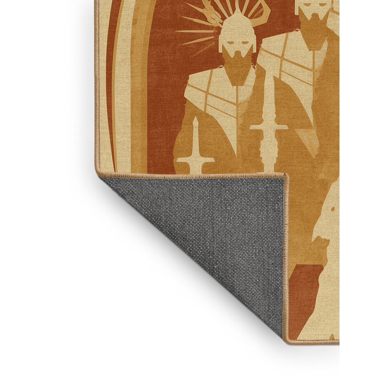 Tapis moelleux moelleux moelleux Art Deco Warriors de couleur brun foncé - reliure brun clair, 3 X 5