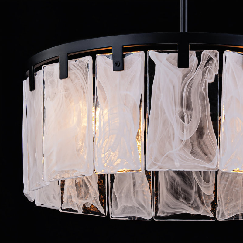 Lustre tambour en verre 4 lumières, Noir mat