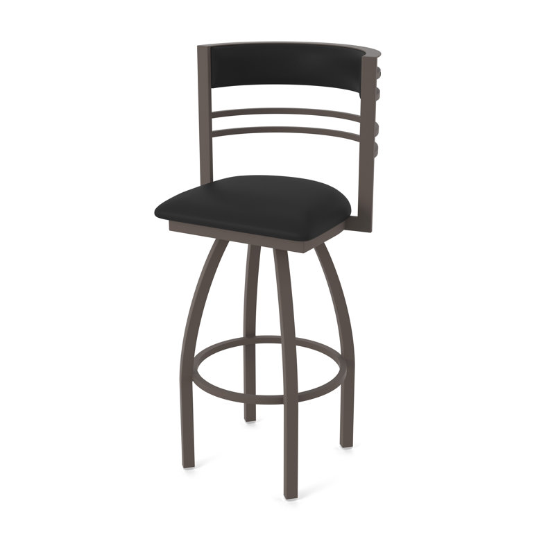 Hunter Swivel Stool, Tabouret de bar (siège d'une hauteur de 30 po), Bronze, Vinyle - Vinyle noir