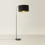 Avacyn 155 cm Curva Trend Black Floor Lamp + Reni Large Black with Gold Inner Drum Shade-305060006