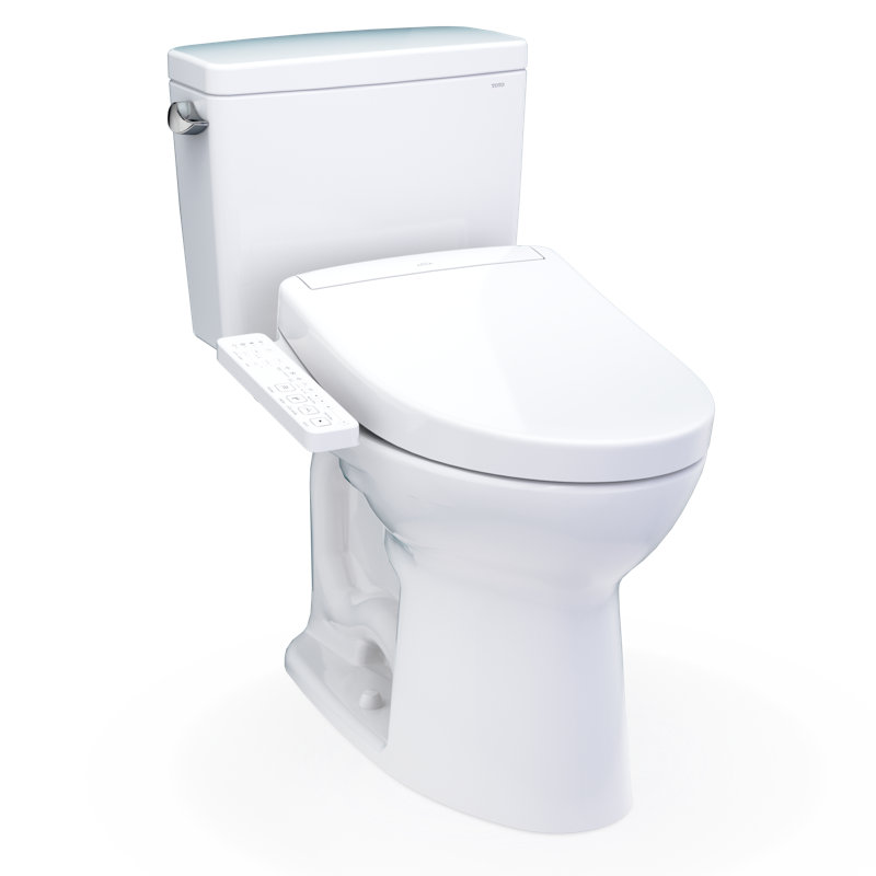 TOTO® Drake® WASHLET®+ Two-Piece Elongated 1.6 GPF Universal Height TORNADO FLUSH® Toilet with S5 Bidet Seat, 10 Inch Rough-In, Cotton White - MW7763446CSFG.10#01