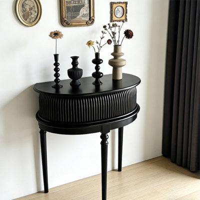 Black Solid + Manufactured Wood Console Table