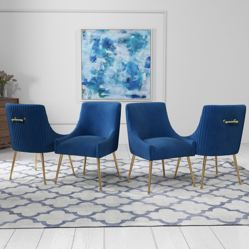 Chaise d'appoint en velours Baudel, Bleu