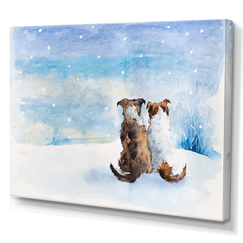 «Dogs pendant la saison de Noël», reproduction d'art sur toile, H 24 po x l 36 po x P 1 po, Toile tendue