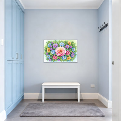 Plantes et fleurs Fleurs colorées avec motif de feuilles vertes Z251224084240944349