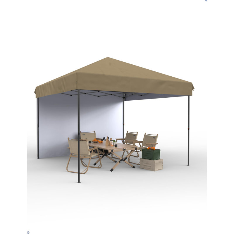 Feet Instant Pop-Up Canopy Tent, 1 Removable Sidewalls Rectangular, Beige