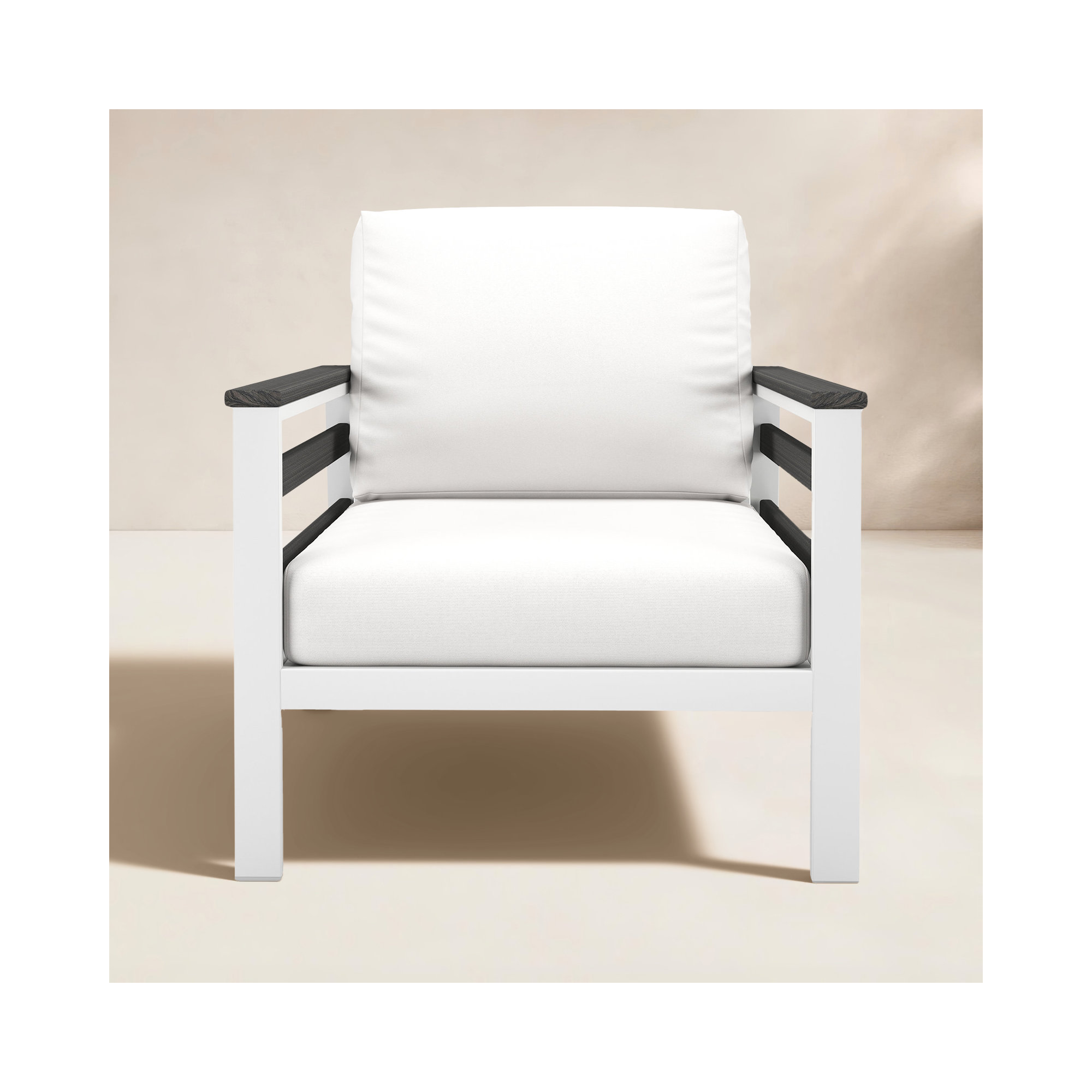 Townsend Metal Outdoor Lounge Club Chair With Sunbrella Cushion, Canvas White