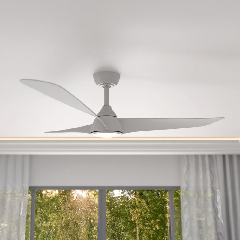 Versa 52in 3-Blade Smart Dual Mount Convertible Ceiling Fan or Flush Mount Fan 2700K-6000K CCT Tunable Range LED Light Kit with White Hardware in White Blades Works With iOS or Android App