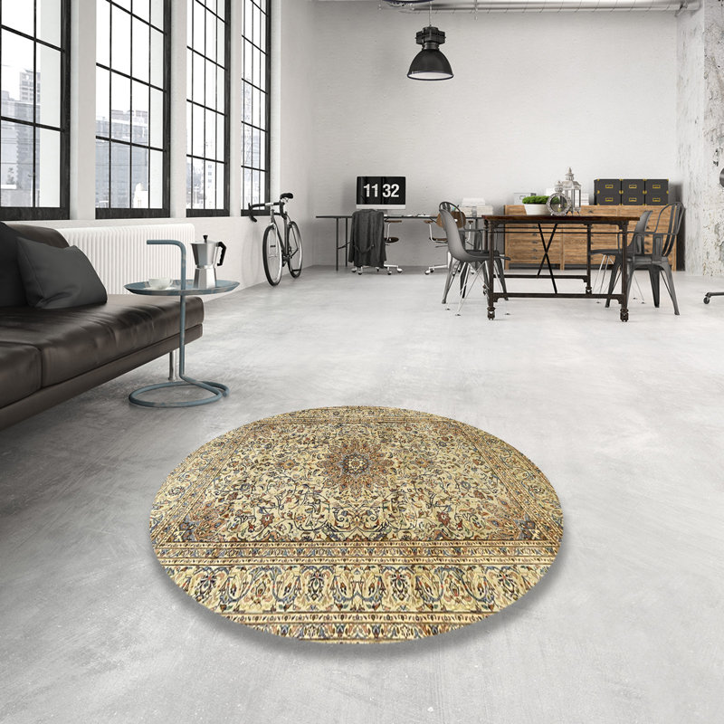 Tapis vert/brun traditionnel Bradway, Rond 5 pi