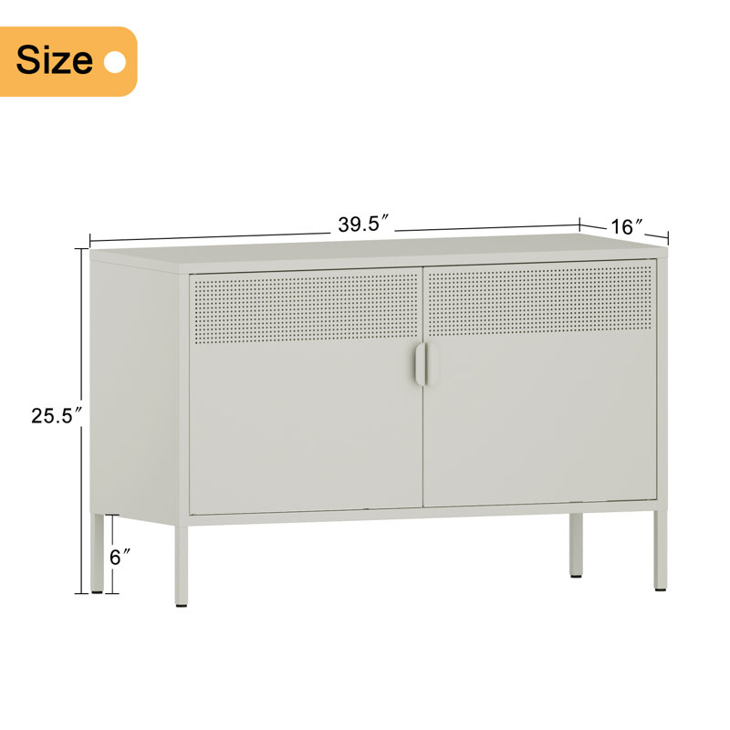 Labradford 39.5'' Wide 1 - Shelf Storage Cabinet, Off-White/Blue