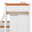 Lit simple superposé au-dessus d'un lit double, cadre de lit superposé en bois avec échelle, garde-robe, tiroirs, tablettes et lumières DEL