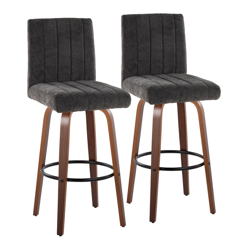 Tabouret de bar contemporain à hauteur fixe avec pivot, Brown