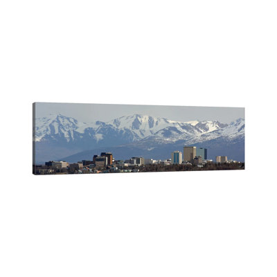 Anchorage Panoramic Skyline Cityscape by Unknown Artist - Wrapped Canvas Panoramic Print