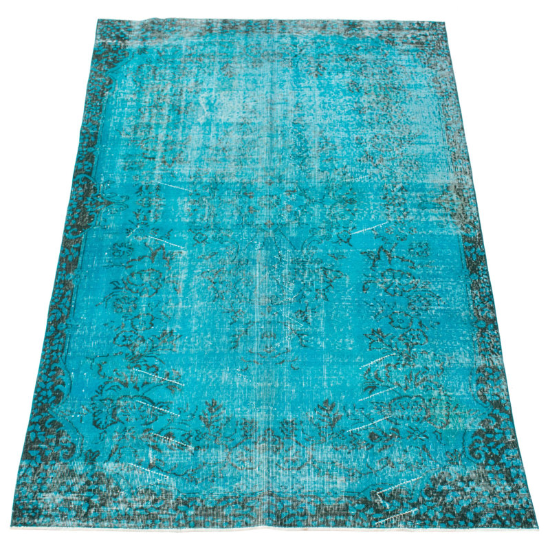Tapis unique en laine noué à la main de style années 2000 de 5 pi 5 po x 8 pi 10 po Olenolin