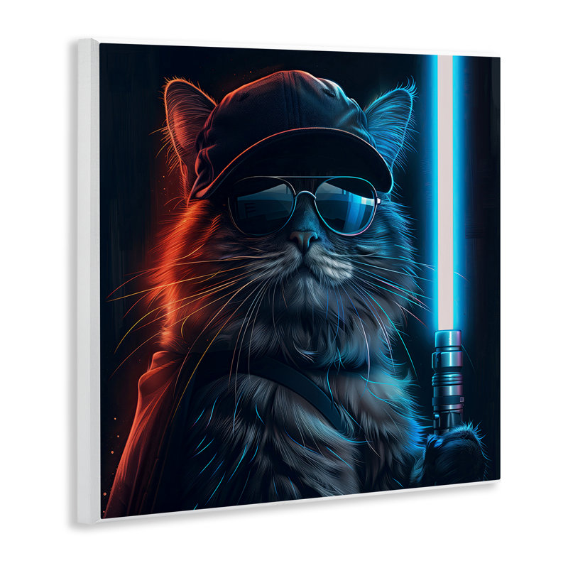  Sci-Fi Cat with Glowing Saber Wall Plaque Art by Jim Baldwin