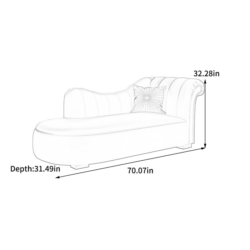 Chaise longue en bois massif de style simple, Orange, Orienté à droite