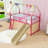 Twin Metal House Loft Bed With Slide And Ladder-1100496202
