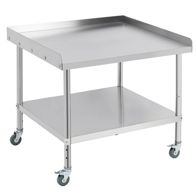 Heavy-Duty NSF Stainless Steel Work Table with Wheels – Adjustable Height, Removable Backsplash, 400 lb Load – Commercial Prep Station for Restaurant, Kitchen, Garage, Outdoor – 28×24×30 Inch