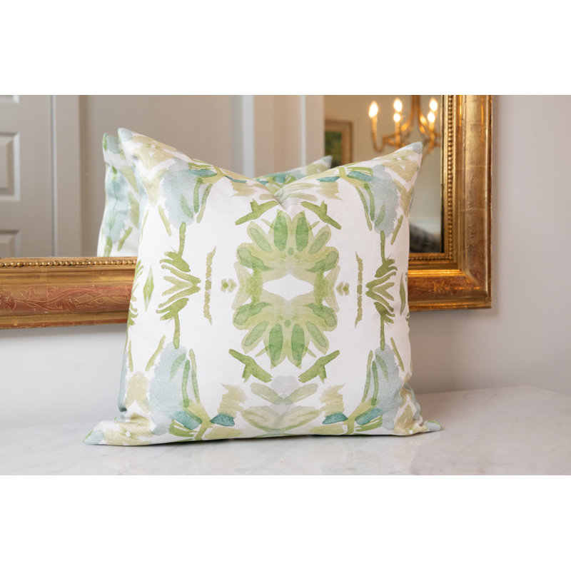 Wildflowers I Large Repeat Luxury Throw Pillow, 22"H x 22"W, Apple Green Floral