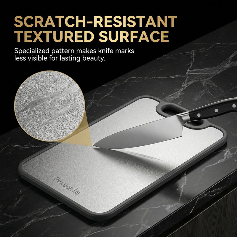 Planche à découper en titane double face pour cuisine Pexucalm, 15,4 po x 10,4 po