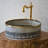Handmade Ceramic Vessel Sink, Round Flower Design Countertop 12" Vanity Basin Bathroom Sink-104098561