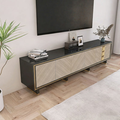 Retro Black Manufactured Wood TV Stands