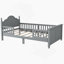 Lit simple pour enfants, lit plateforme simple en bois avec tête et pied de lit, gris-1585384253