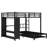 Queen Over Twin Bunk Bed With Built-In Wardrobe, Metal Bunk Bed With Trundle, Foldable Desk, Ladders, Noise-Reduced Design, Black-1151680302