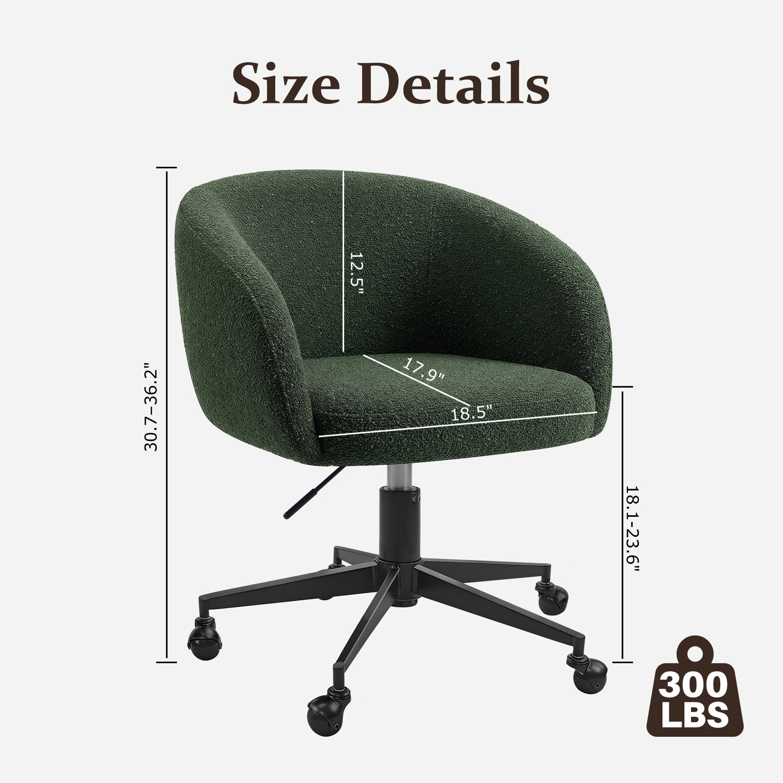 Bouclé Office Chair, Green