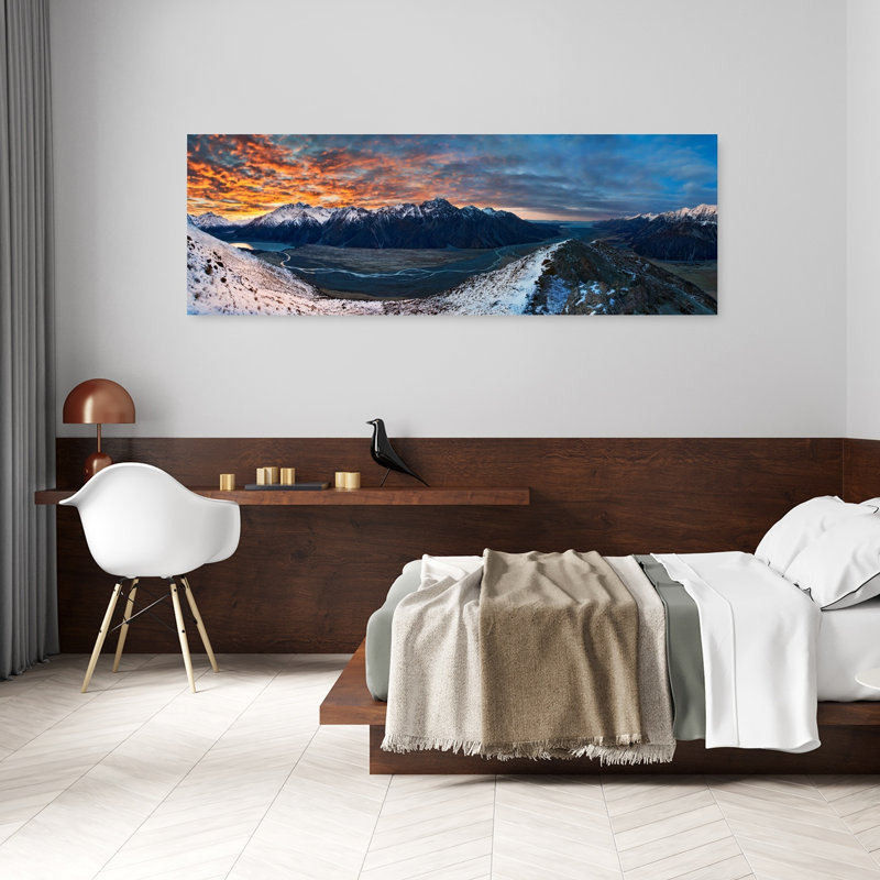 «Vibrant Alpine Sunset Dramatic Vibrant Abstract Landscape Mountain», art mural, H 60 po x l 20 po