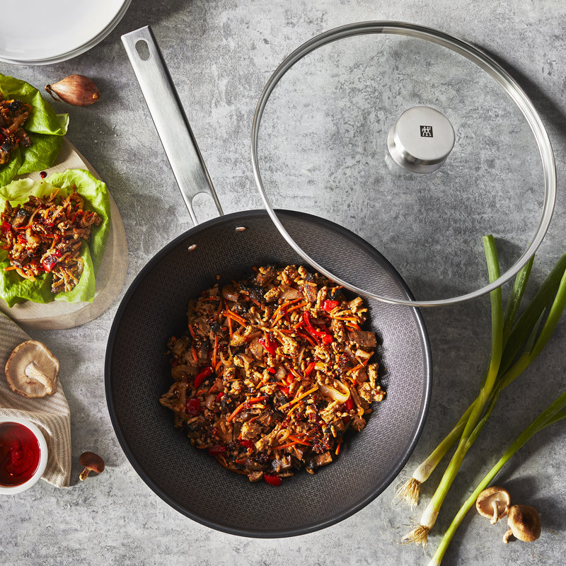 Joy Plus 11.81" 18/10 Stainless Steel Non-Stick Wok with Lid