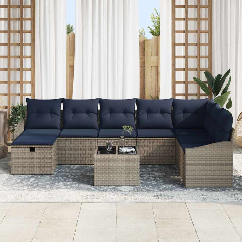 Ensemble de canapé de jardin avec coussin et rangement 9 pièces vidaXL