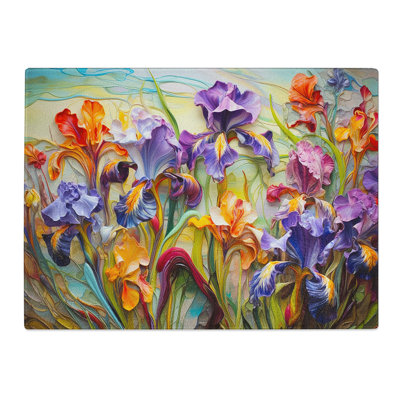 Iris Flower Expressionism  Glass Chopping Board