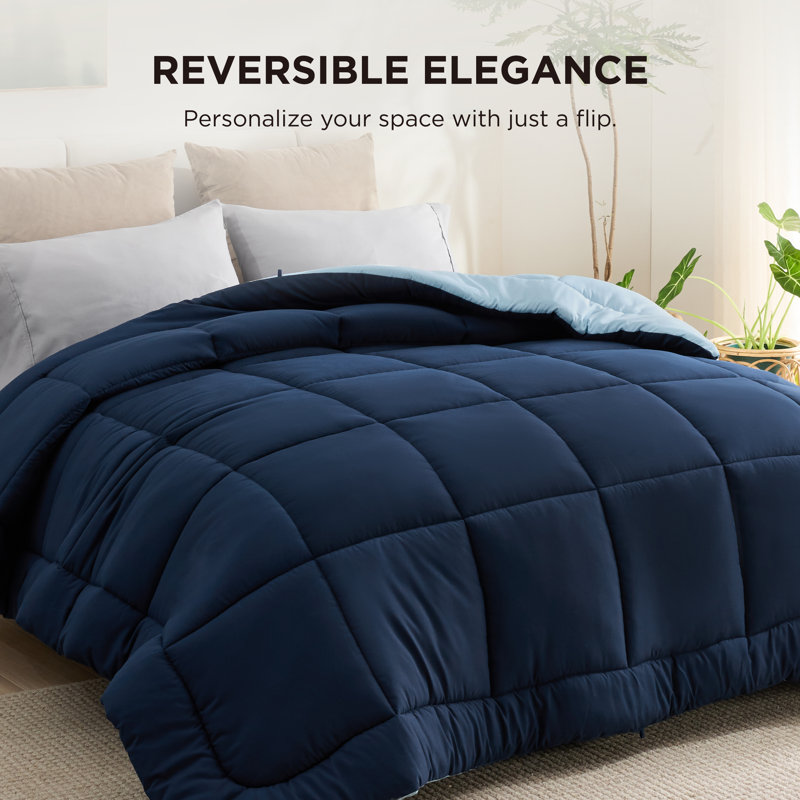 Bedsure Twin Color Block Quilted Duvet Insert – Navy & Light Blue, Down Alternative, All-Season, Navy Blue/Blue, Twin Quilt