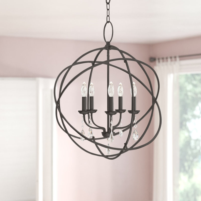 Auberta 5 - Light Dimmable Globe Chandelier, English Bronze