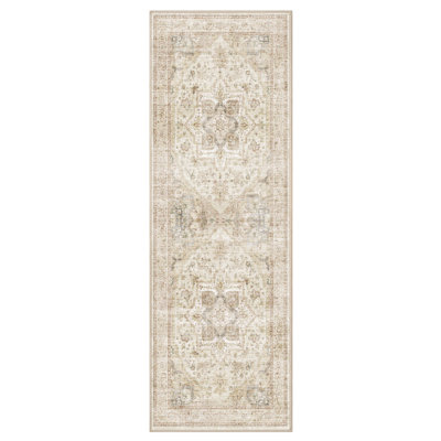 Chemin de table délavé traditionnel taupe délavé