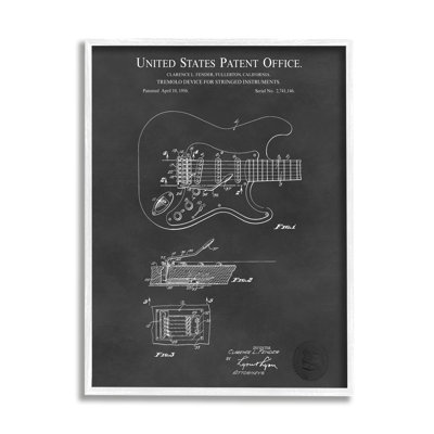 " Electric Guitar Instrument Musician Detailed Patent Blueprint " by Karl Hronek