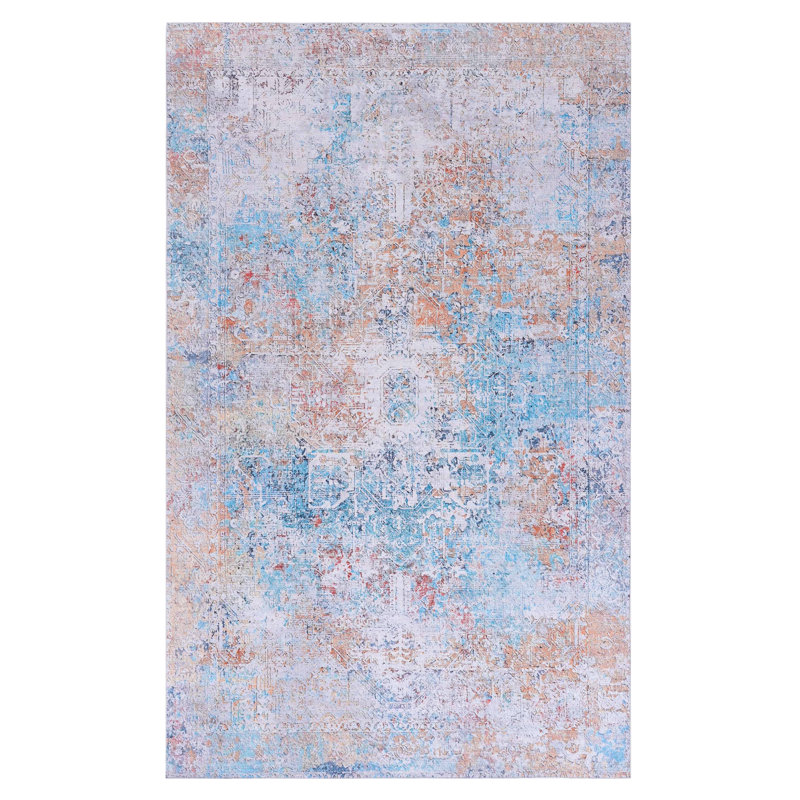 Tapis lavable 6 x 9, teint pour le bureau, tapis jaune / crème avec envers antidérapant