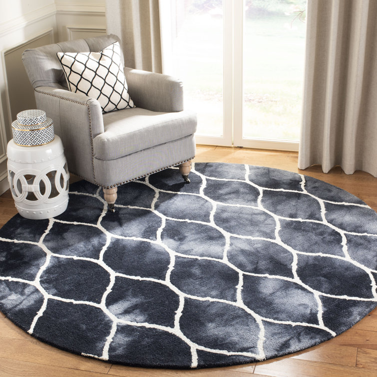 Coleman Hand Tufted Wool/Cotton Geometric Rug in Ivory/Graphite