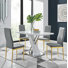 Caba Modern High Gloss and Chrome 4 Seat Dining Table Set with Luxury Faux Leather Dining Chairs