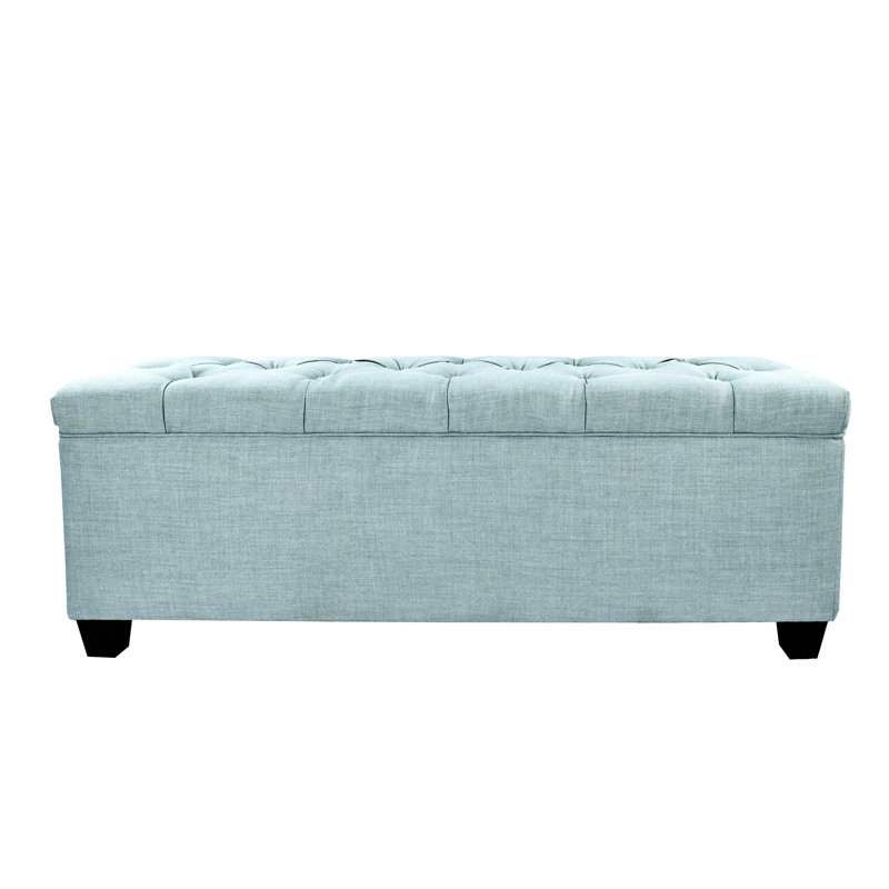 Banc de rangement rembourré Erik, Bleu pâle