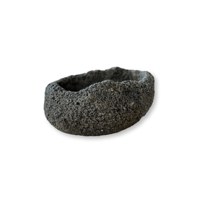 Rough Black Lava "Maui" Bowl Vase Pot for Home Decor