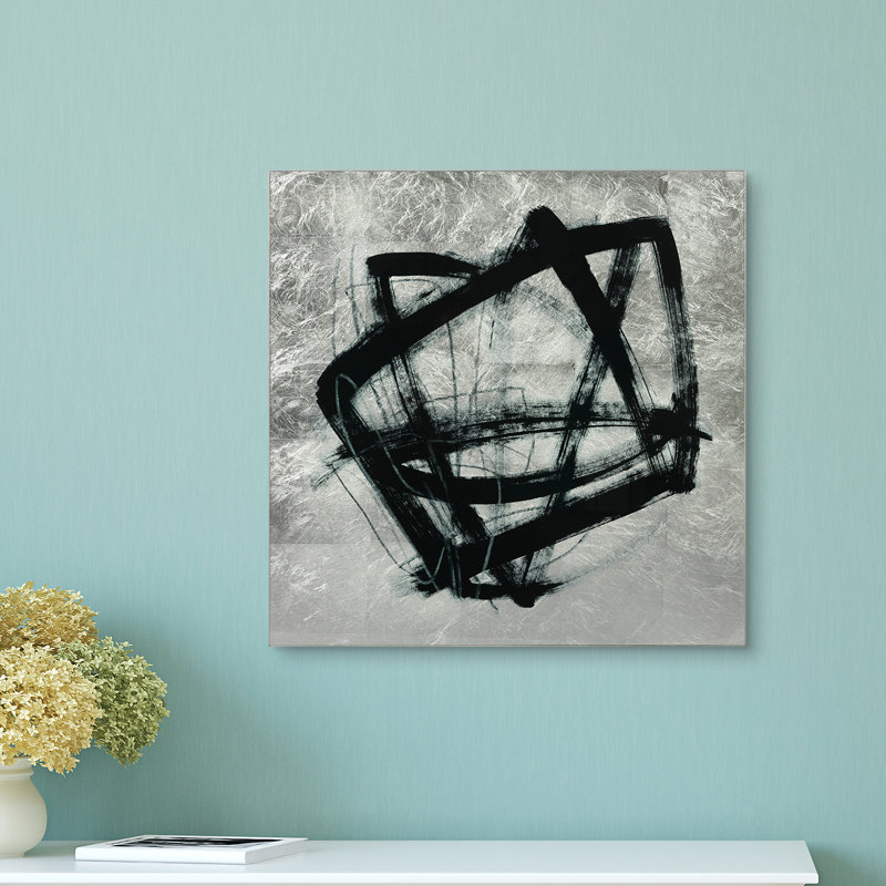 Reproduction d'art graphique sur verre avec feuille d'argent Tessellation III