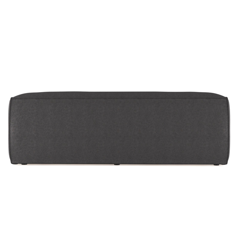 Varick Oversize Track-Arm Sofa with Flange, 30" H x 96" W x 41" D, Ebony, Box Weave Linen Blanc