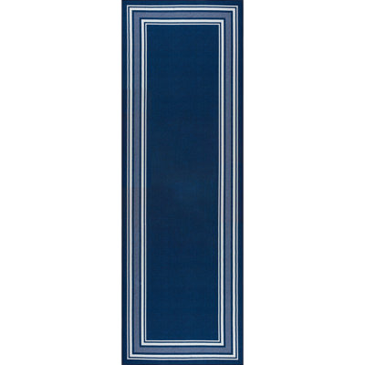 Quinnipack Dark Blue Non-Slip Area Rug